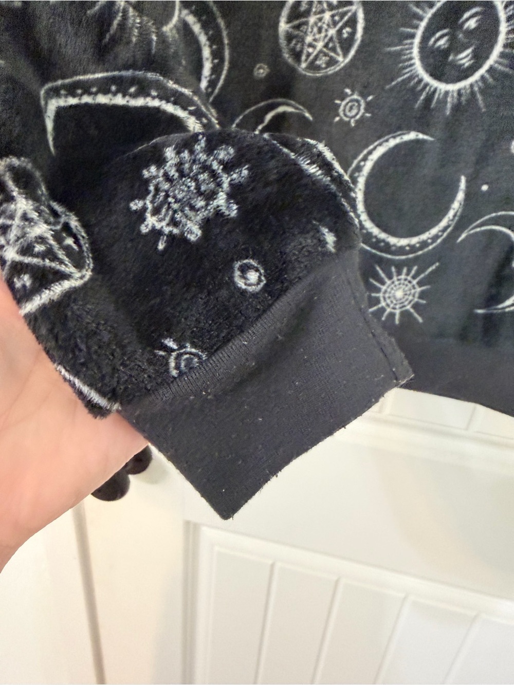 Whimsigoth Black Celestial Moon & Sun Print Plush Pullover - Picture 8 of 8